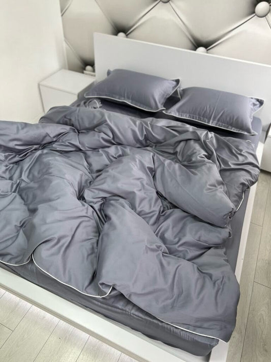 The Royal Slate Piping Duvet Set